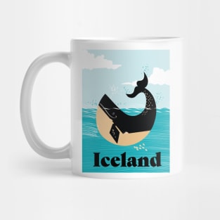 Icelnd whale travel poster. Mug